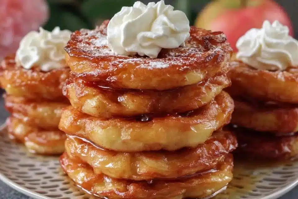 Delicious homemade easy baked apple fritters on a plate