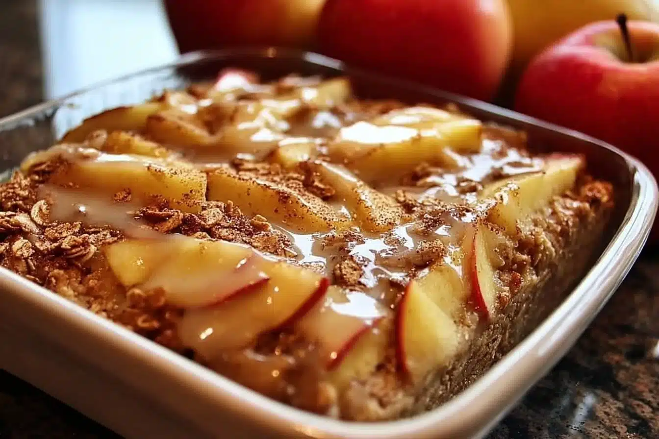 Delicious Easy Oatmeal Apple Breakfast Bake with fresh apples and cinnamon