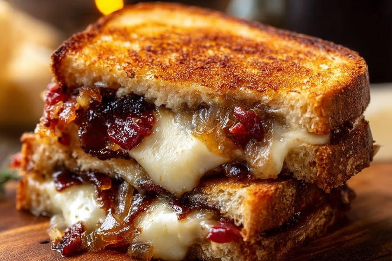 Ultimate Beef Bacon Caramelized Onion Grilled Cheese