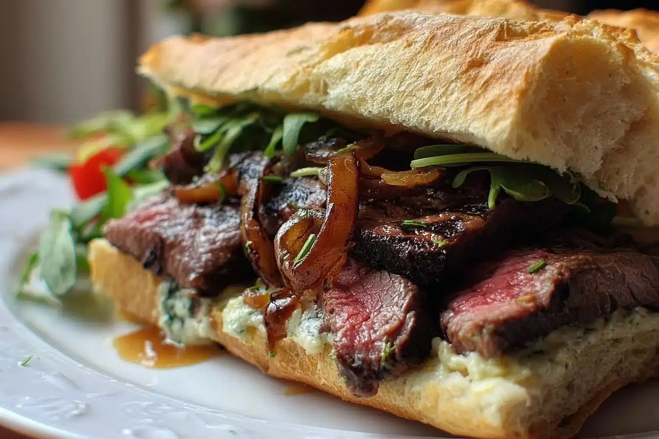 Delicious Marry Me Beef Steak Sandwich served with fresh ingredients