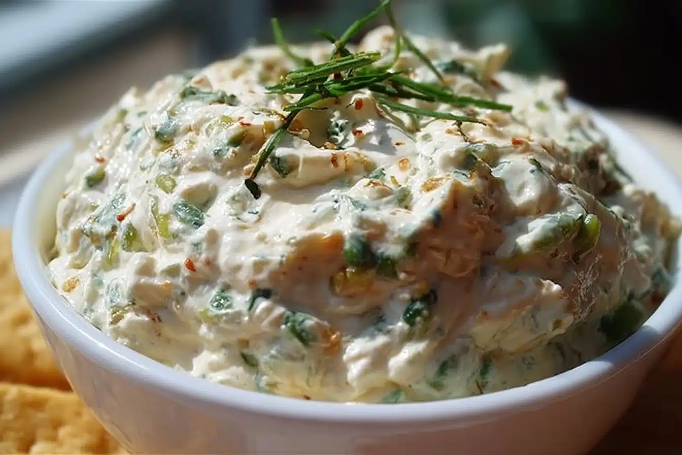 Delicious jalapeno cream cheese dip served in a bowl with tortilla chips