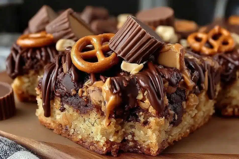 Delicious Peanut Butter Cup Dump Cake ready to enjoy with chocolate and peanut butter layers.