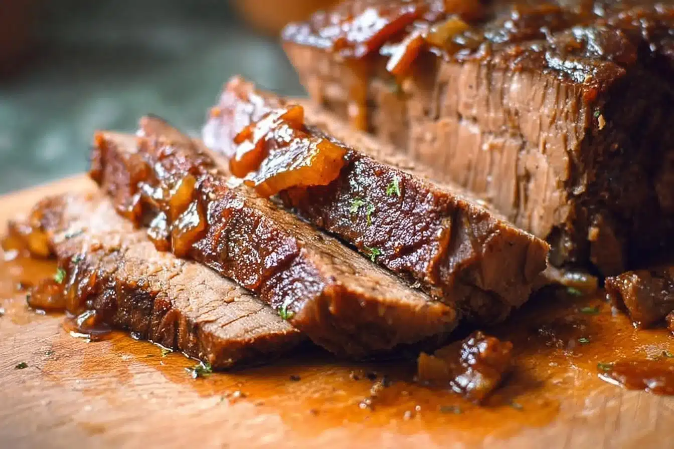 Slow Cooker Beef Brisket served with sides