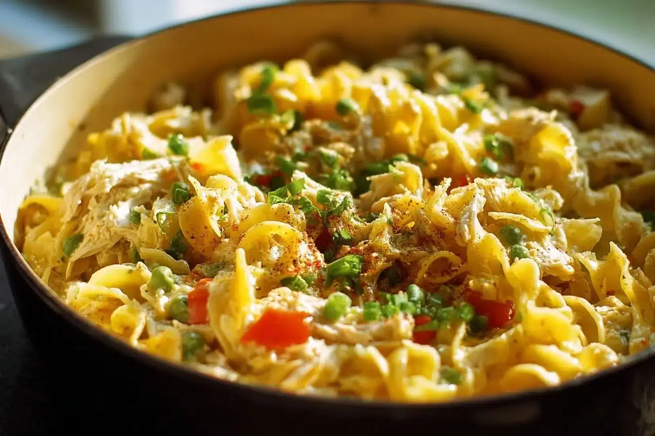 Delicious Tuna Noodle Casserole baked with creamy sauce and topped with breadcrumbs.
