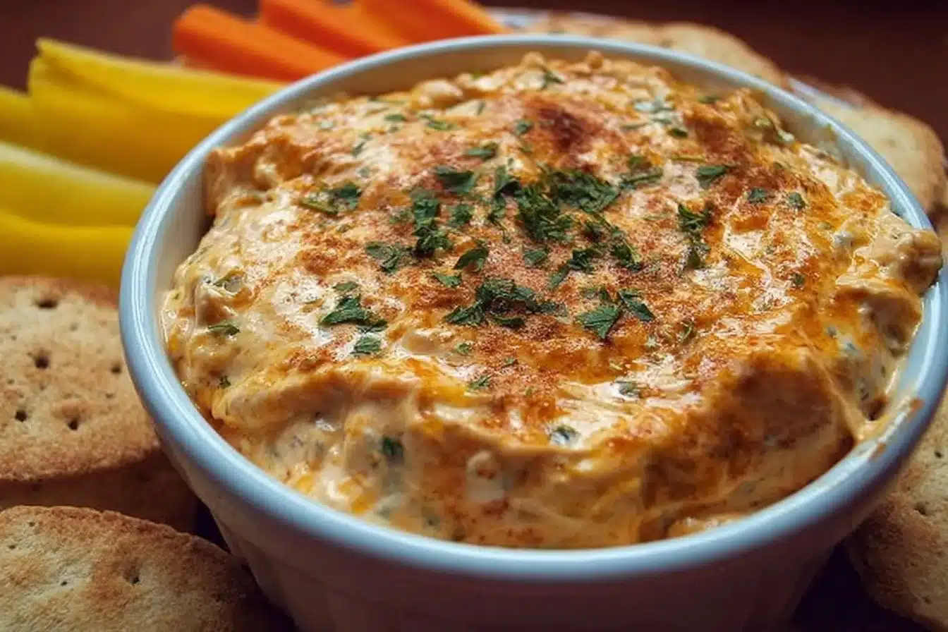 Delicious Ultimate Hissy Fit Dip served with fresh vegetables for dipping