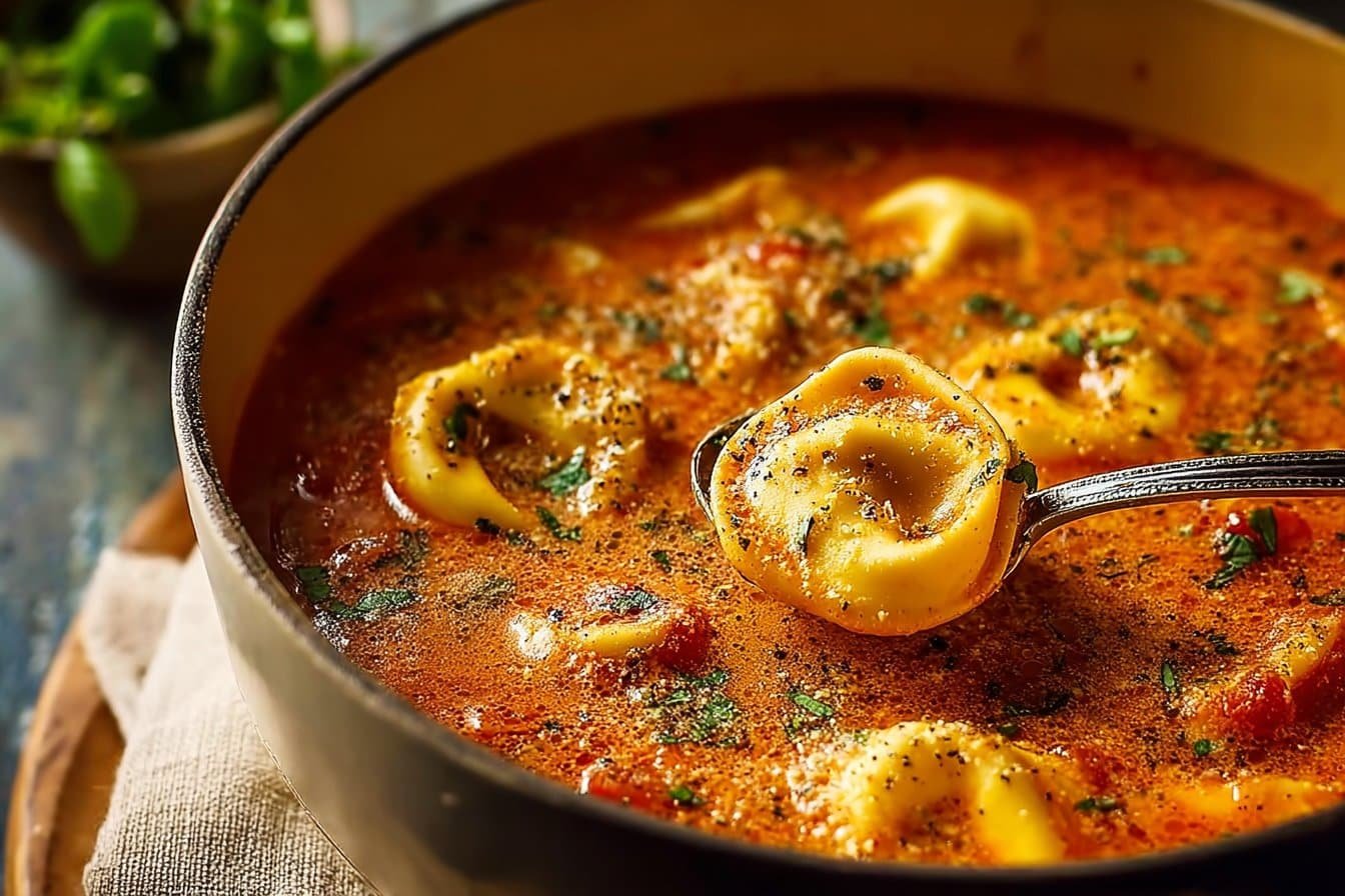 Cheesy Tomato Tortellini Soup