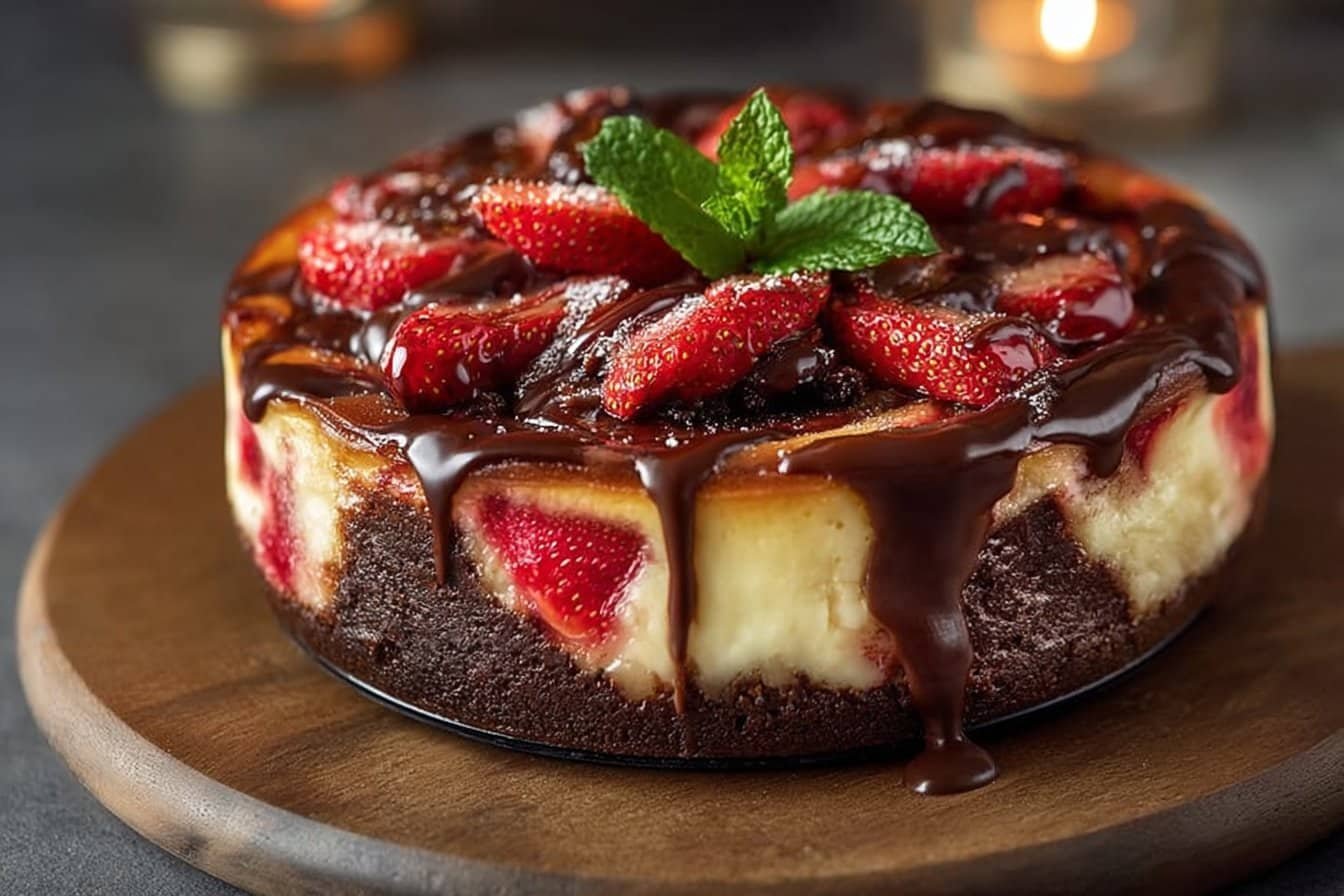 Chocolate Strawberry Swirl Cheesecake