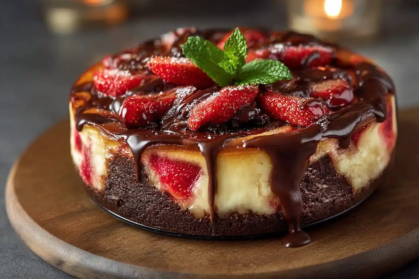 Chocolate Strawberry Swirl Cheesecake