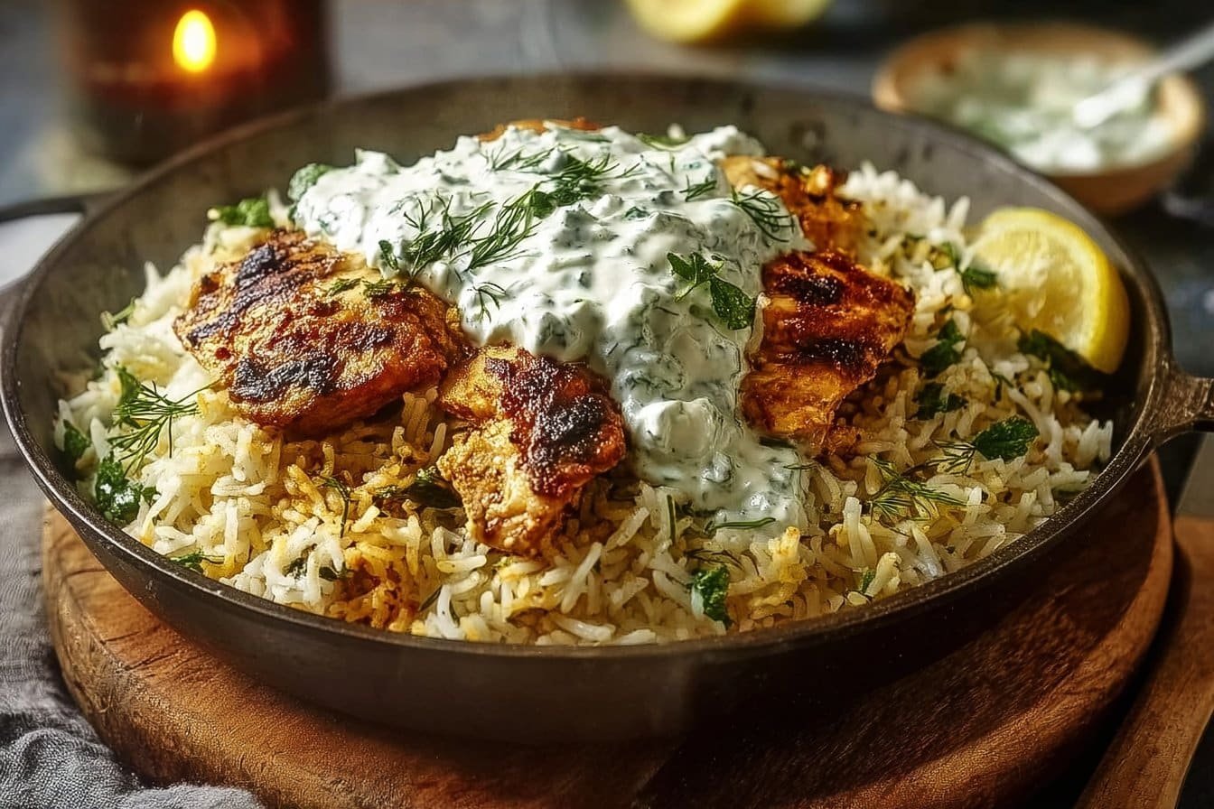 Easy Dump and Bake Chicken Tzatziki Rice