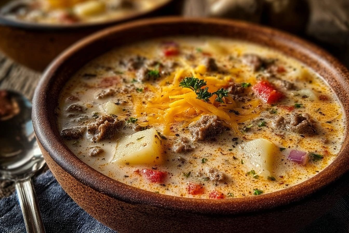 Hearty Creamy Cheeseburger Soup