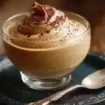 Vegan peanut butter mousse dessert in a bowl topped with crushed nuts